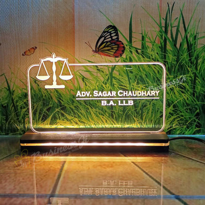 Acrylic Advocate Sign Lamp - Premium Name Plate from OSMLY - Just Rs. 689! Shop now at BusienssJi