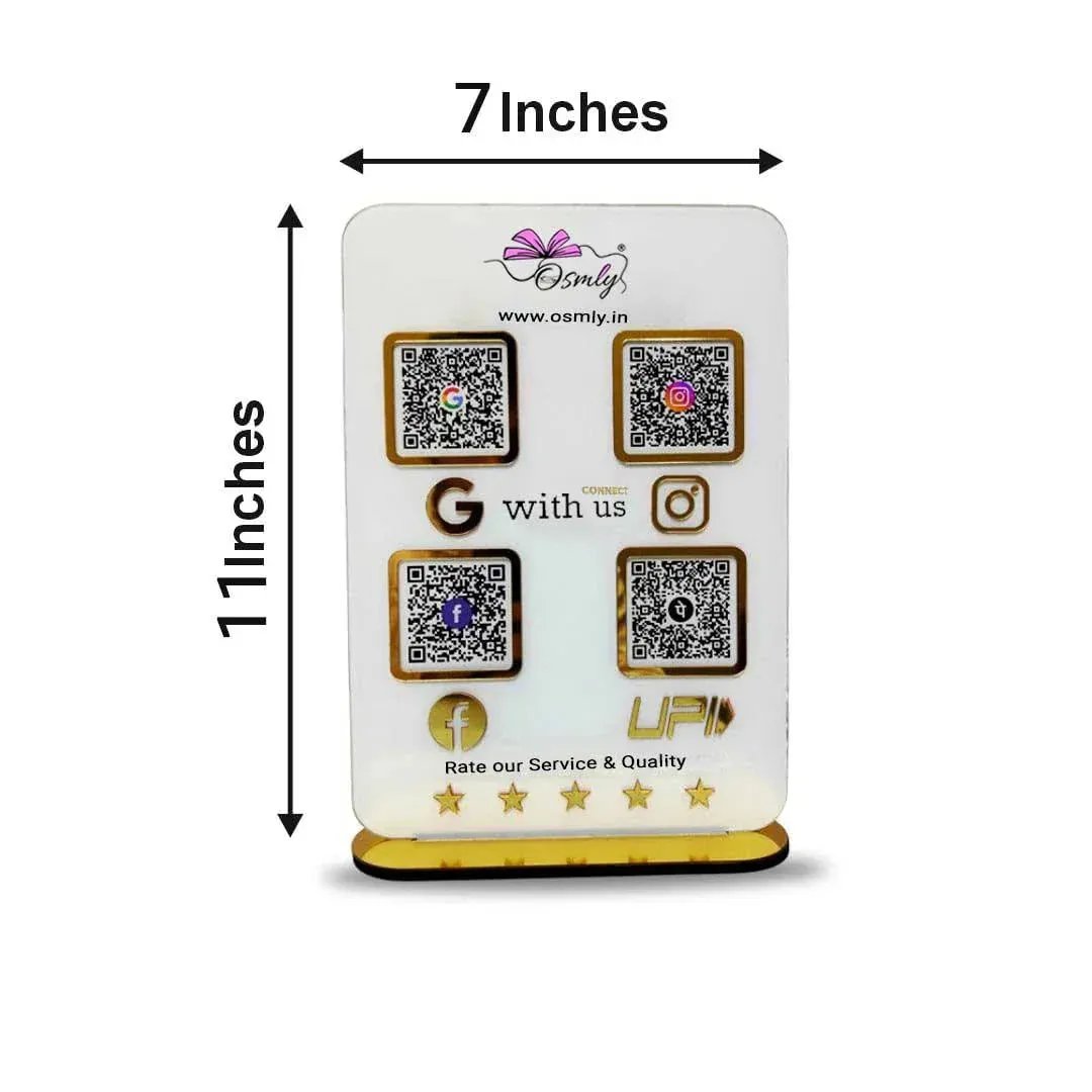 Acrylic Four QR Review Stand-QR Code Stand-BusienssJi-BusienssJi