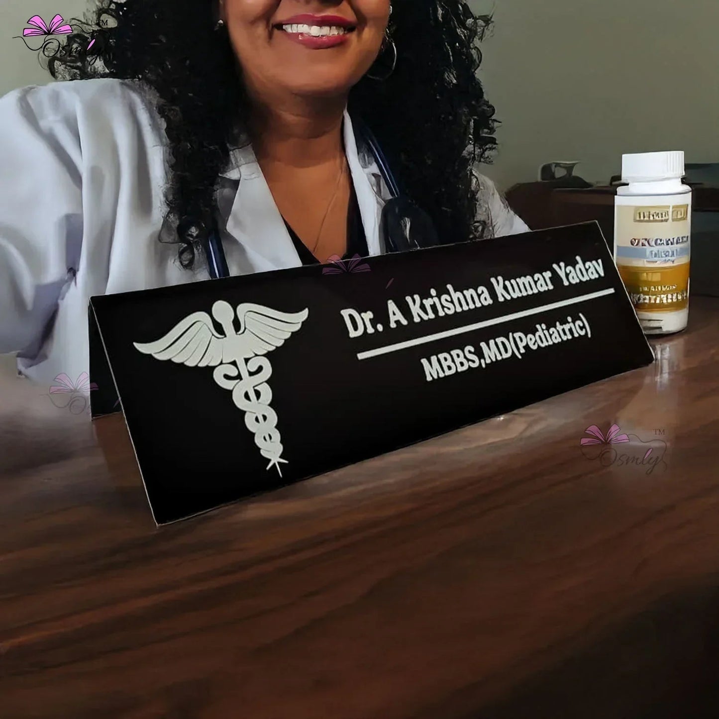 Acrylic Doctor Name Plate Black - OSMLY
