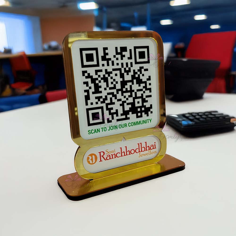 Gold Border Single QR Stand
