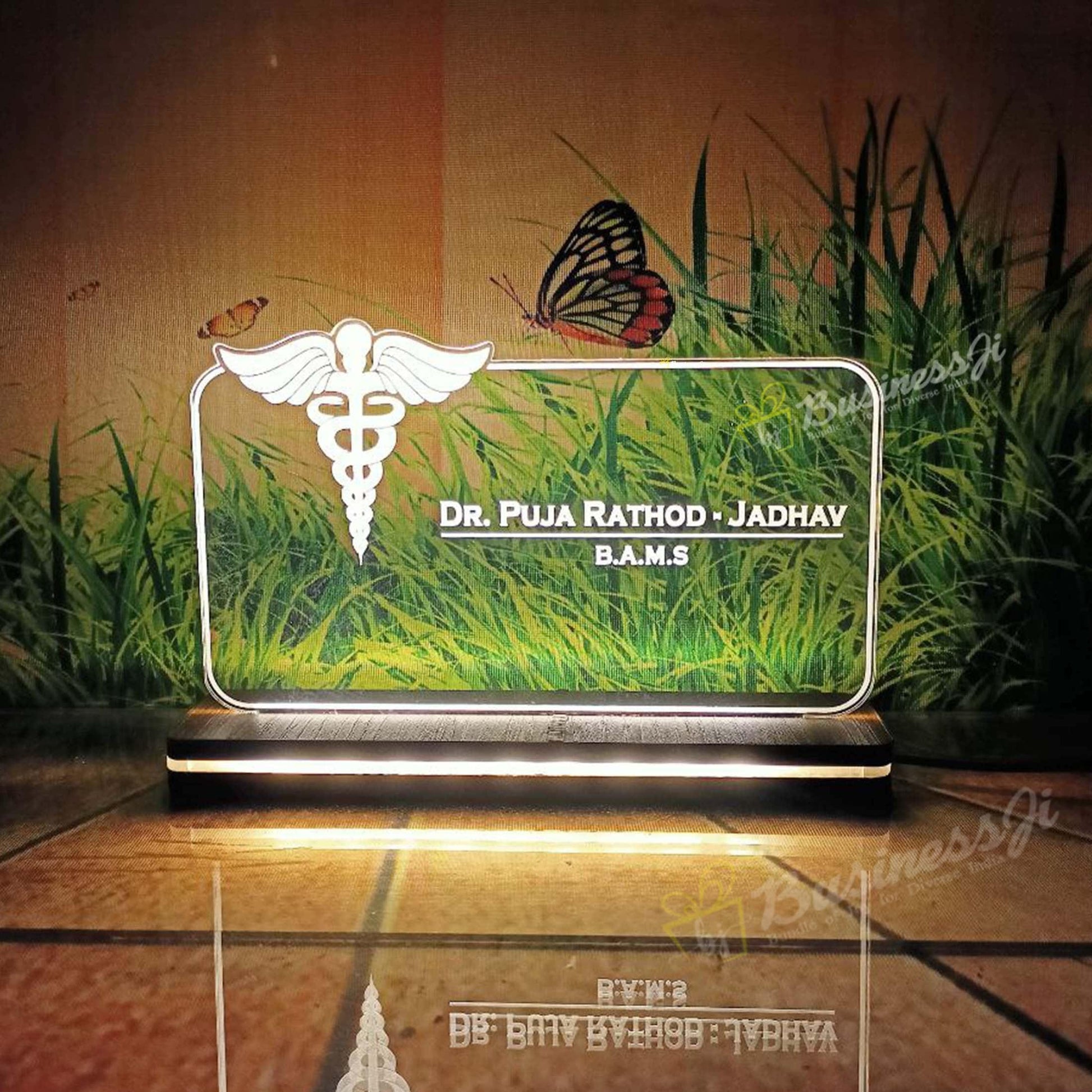 Personalized Doctor Name Lamp-Name Plate-BusienssJi-Size:7 x 11 inch-LED Effects:Warm White (Single Color)-BusienssJi