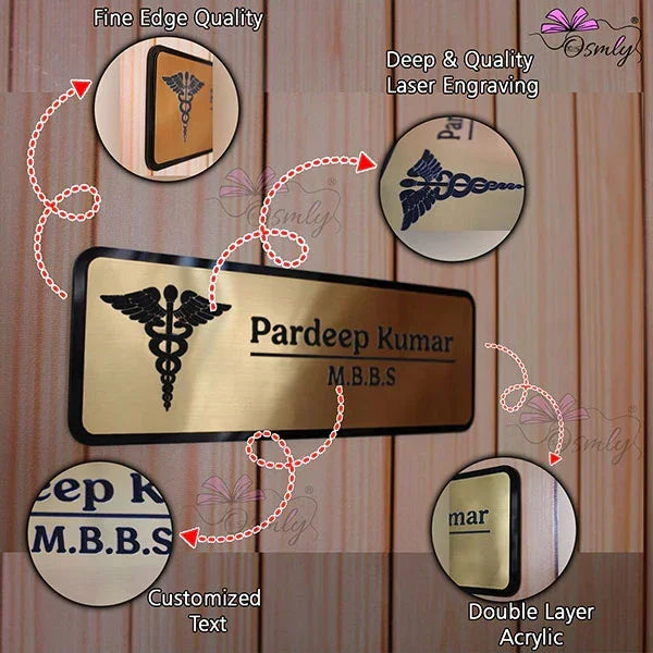 Acrylic Gold Dentist Name Plate - OSMLY