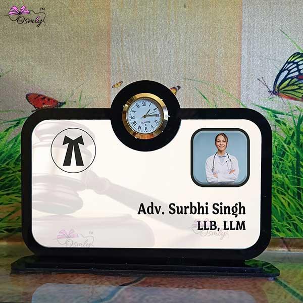Analogue Clock Lawyer Name Plaque - OSMLY