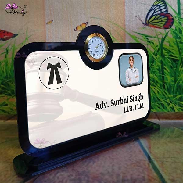 Analogue Clock Lawyer Name Plaque - OSMLY