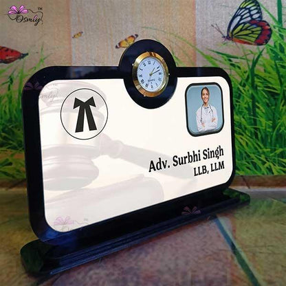 Analogue Clock Lawyer Name Plaque - OSMLY