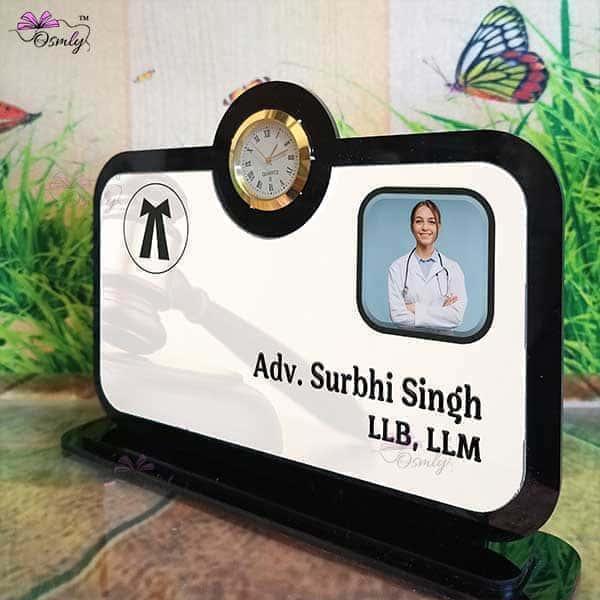 Analogue Clock Lawyer Name Plaque - OSMLY