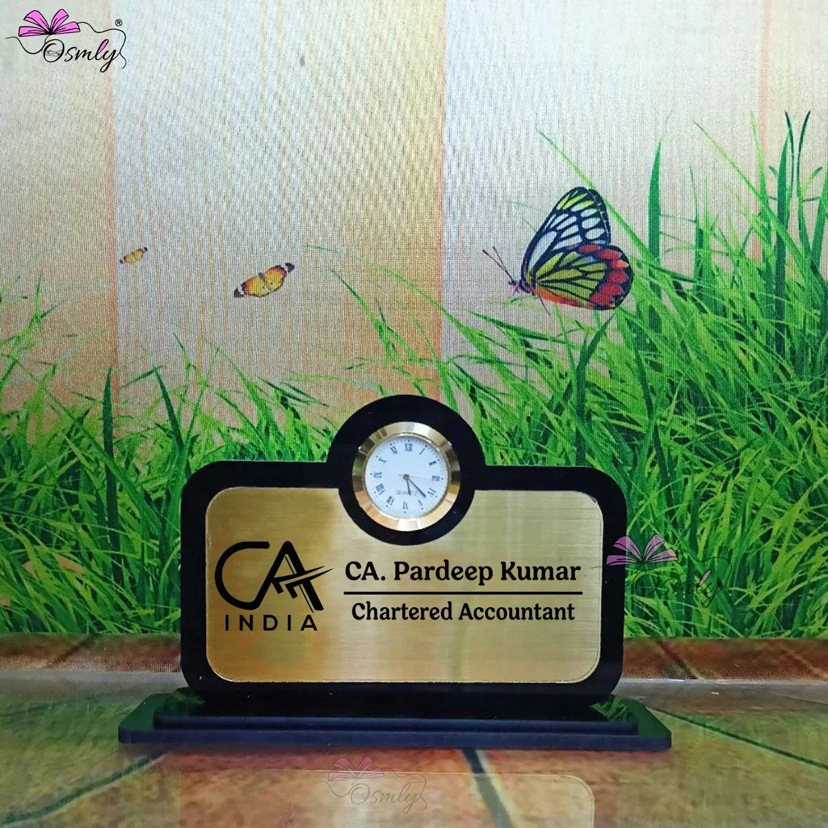 CA Name Plate Analogue Clock - OSMLY