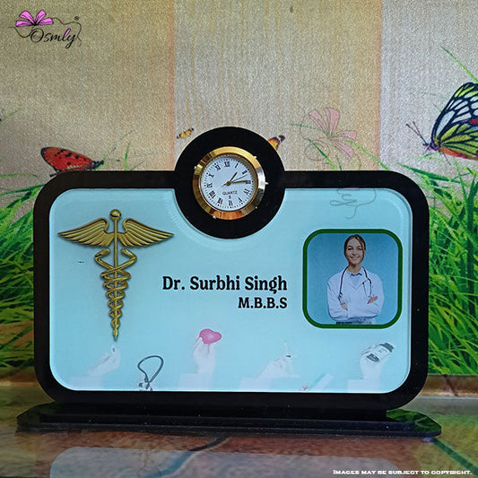 Acrylic Clock Name Plate for Doctor - Premium Name Plate from OSMLY - Just Rs. 689! Shop now at BusienssJi