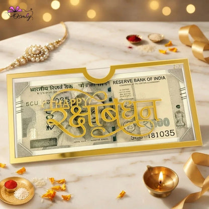 Gold Acrylic Cash Rakhi Envelope-Rakhi-BusienssJi-BusienssJi