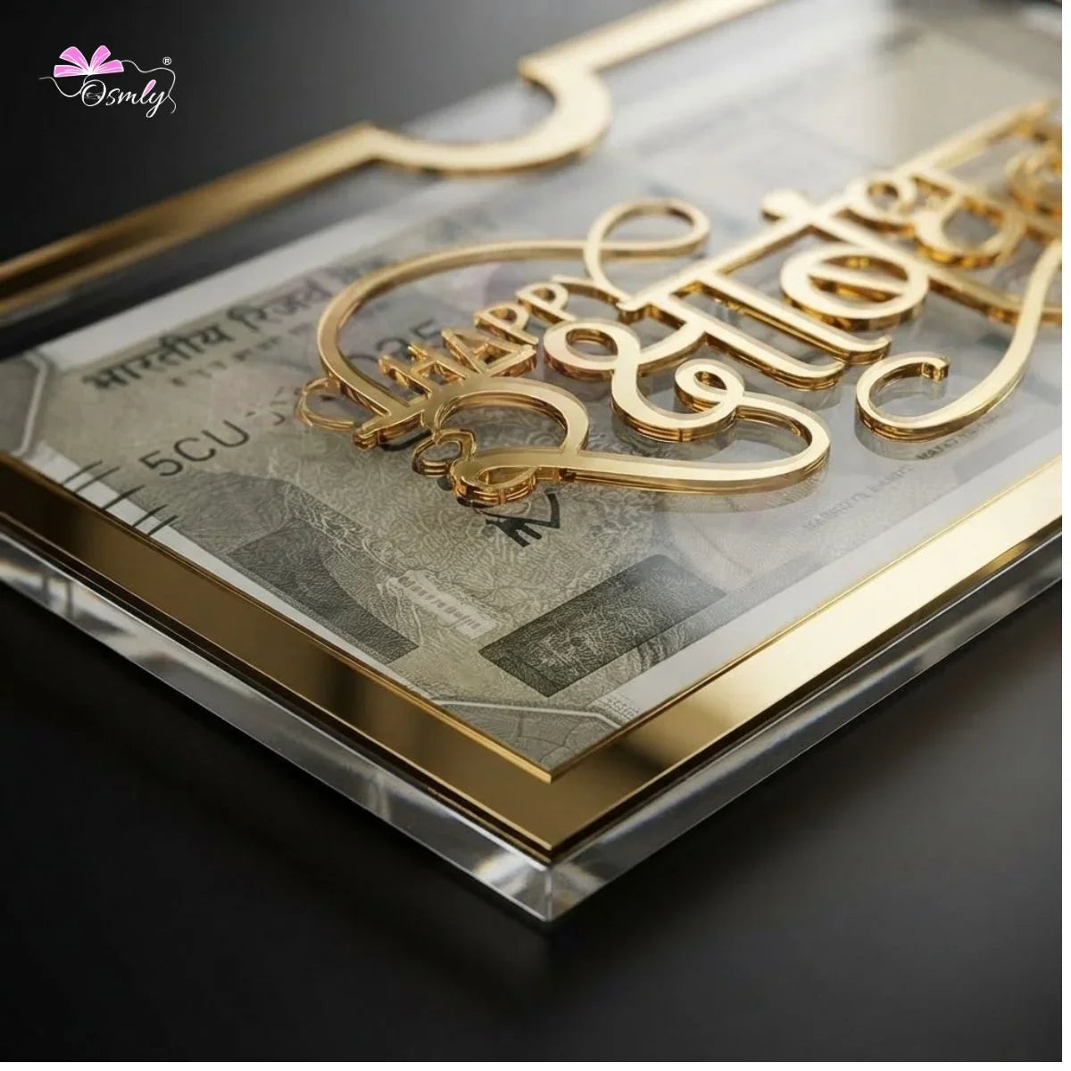 Gold Acrylic Cash Rakhi Envelope-Rakhi-BusienssJi-BusienssJi