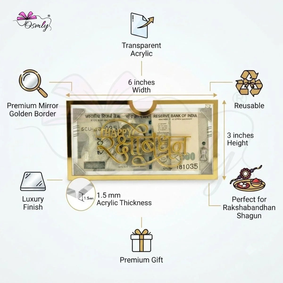 Gold Acrylic Cash Rakhi Envelope-Rakhi-BusienssJi-BusienssJi