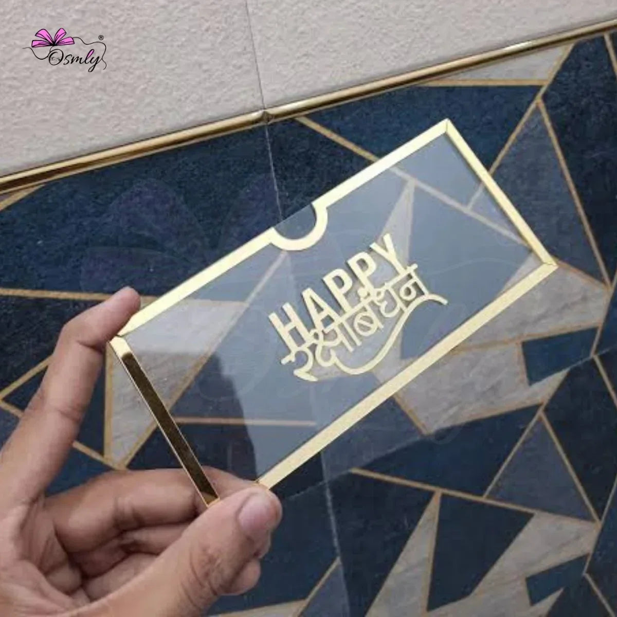 Gold Acrylic Cash Rakhi Envelope-Rakhi-BusienssJi-BusienssJi
