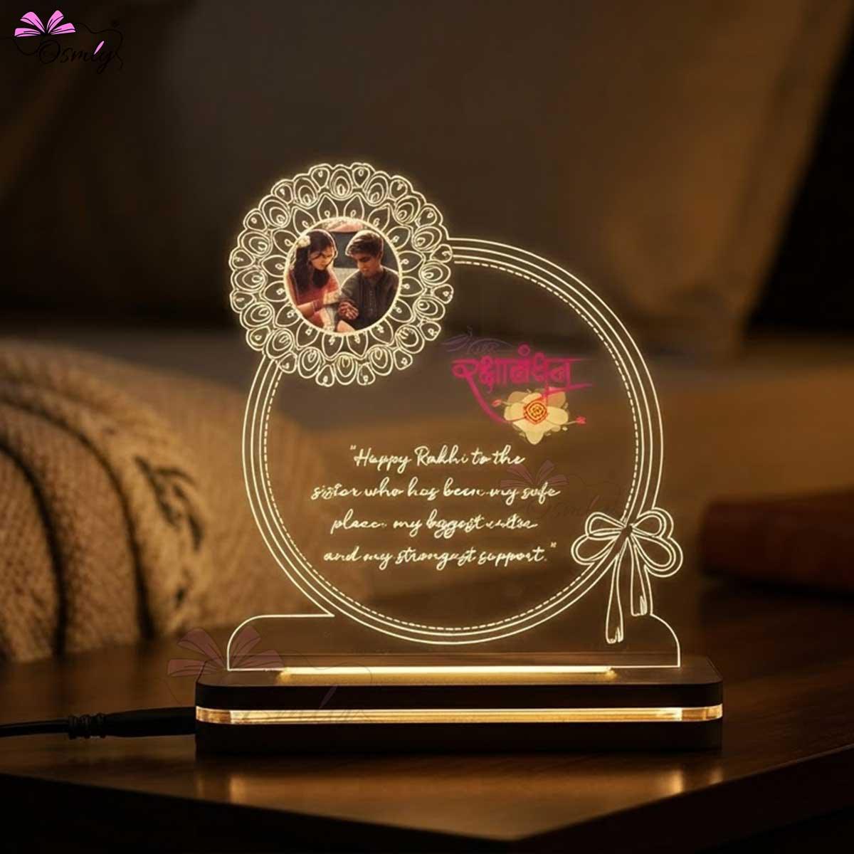Acrylic Glowing Rakhi Lamp-Rakhi-BusienssJi-BusienssJi