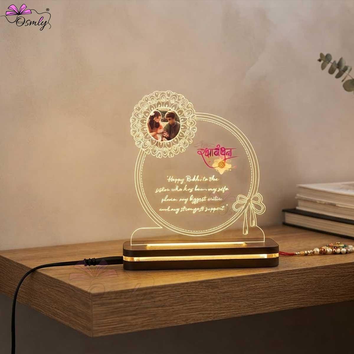 Acrylic Glowing Rakhi Lamp-Rakhi-BusienssJi-BusienssJi