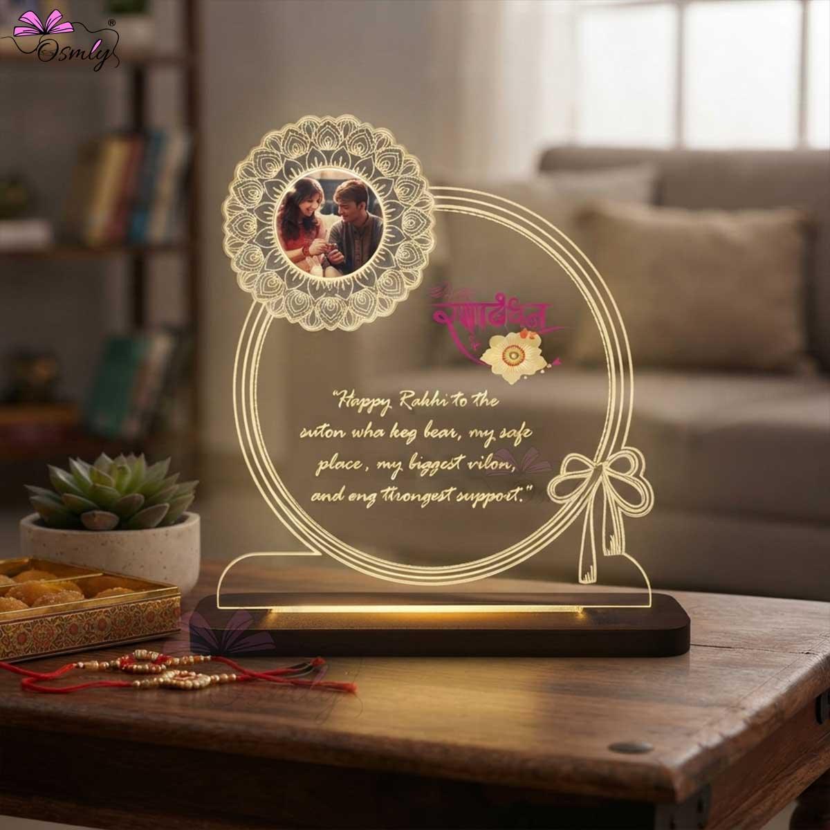 Acrylic Glowing Rakhi Lamp-Rakhi-BusienssJi-BusienssJi