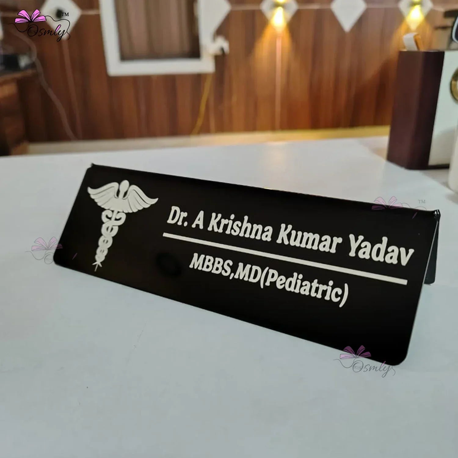 Acrylic Doctor Name Plate Black - OSMLY