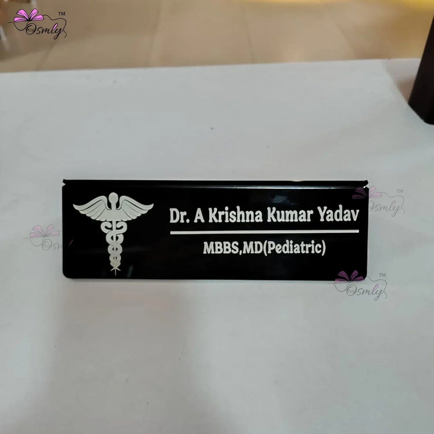 Acrylic Doctor Name Plate Black - OSMLY