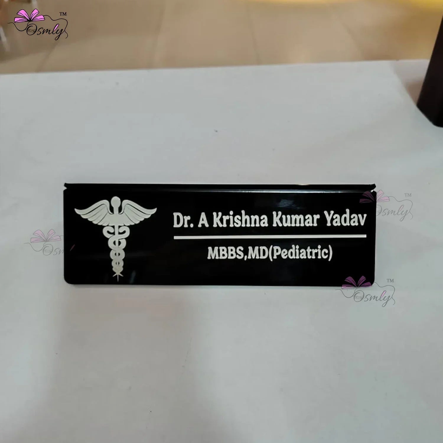 Acrylic Doctor Name Plate Black - OSMLY