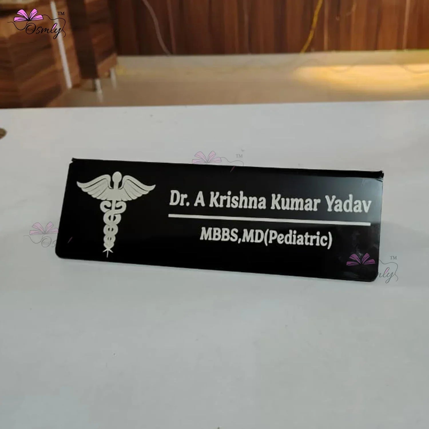 Acrylic Doctor Name Plate Black - OSMLY