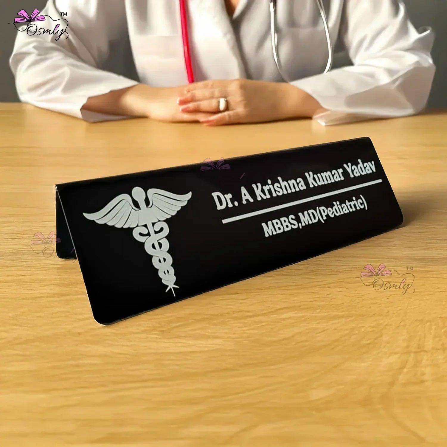 Acrylic Doctor Name Plate Black - OSMLY