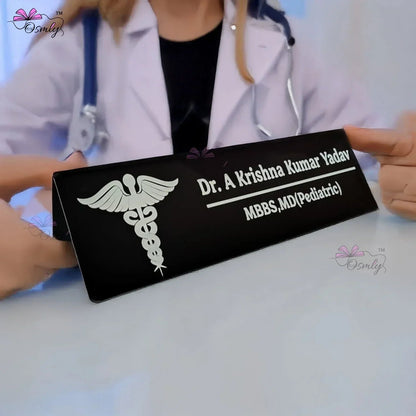 Acrylic Doctor Name Plate Black - OSMLY