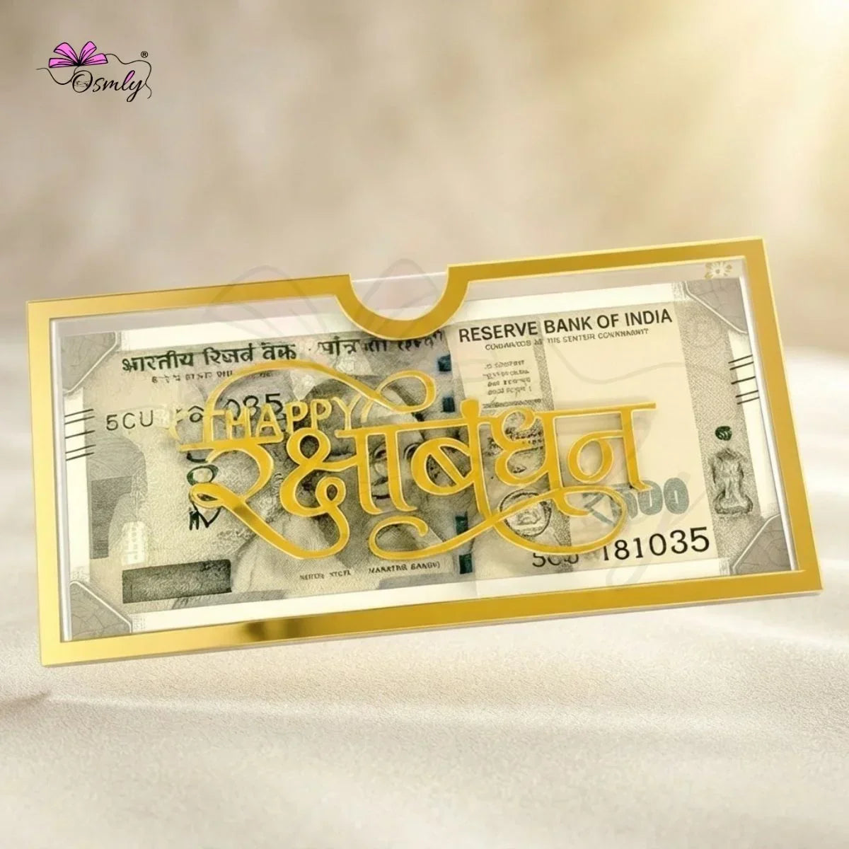 Gold Acrylic Cash Rakhi Envelope-Rakhi-BusienssJi-BusienssJi