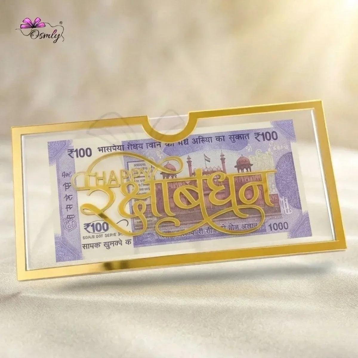 Gold Acrylic Cash Rakhi Envelope-Rakhi-BusienssJi-BusienssJi