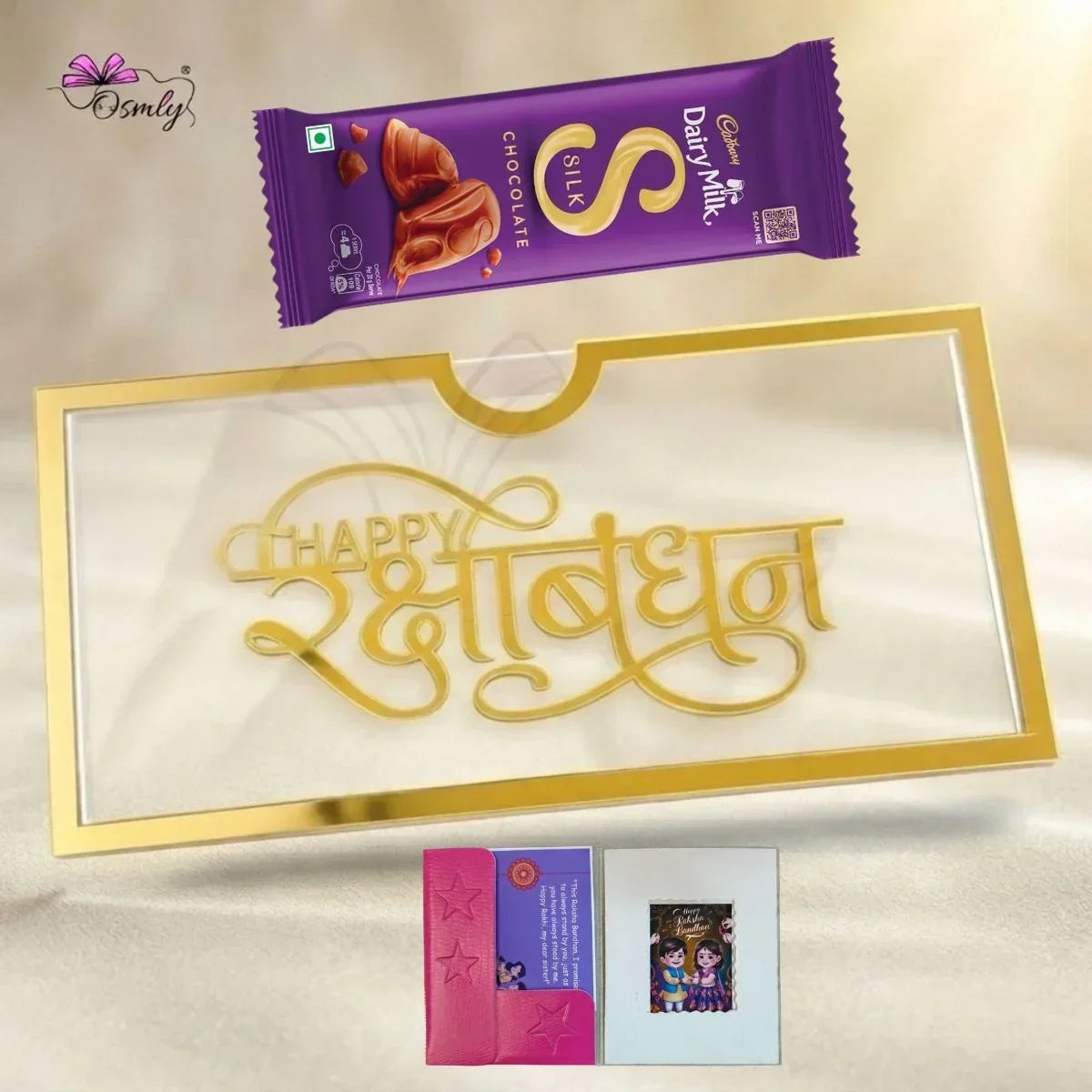 Gold Acrylic Cash Rakhi Envelope-Rakhi-BusienssJi-BusienssJi