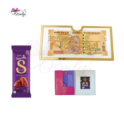 Gold Acrylic Cash Rakhi Envelope-Rakhi-BusienssJi-BusienssJi