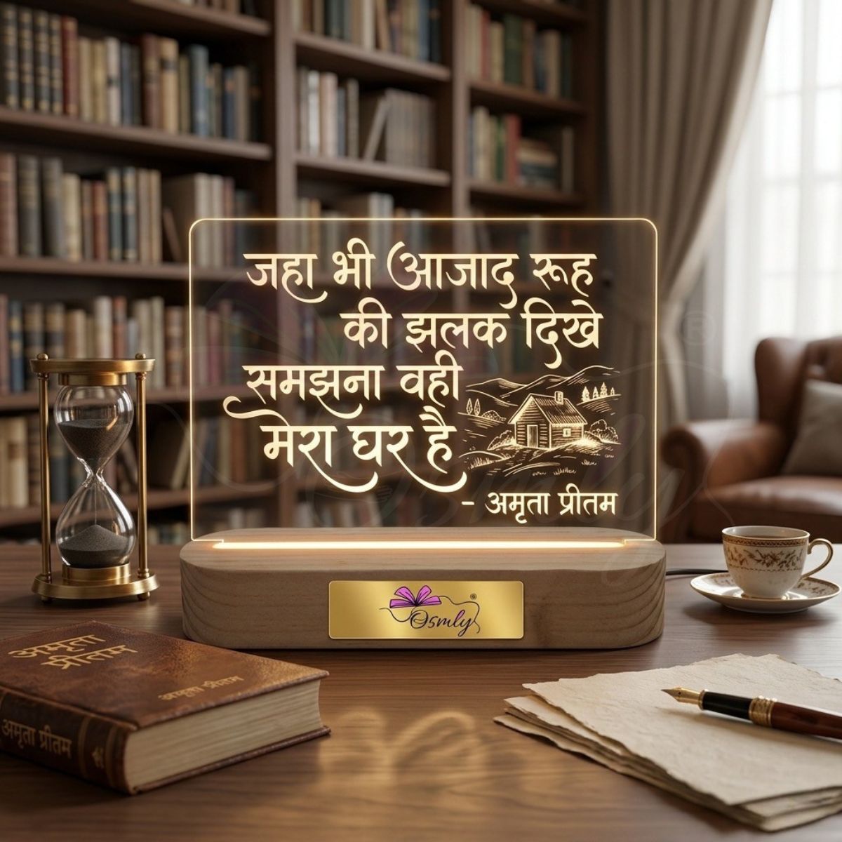 Amrita Pritam Acrylic Lamp-Acrylic LED Lamp-BusienssJi-BusinessJi