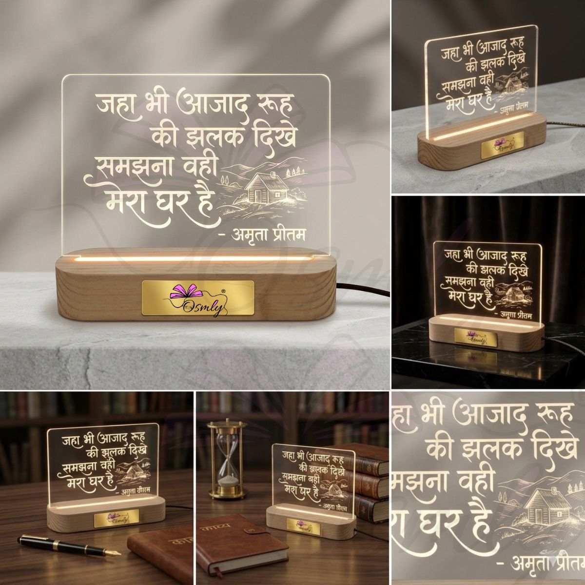 Amrita Pritam Acrylic Lamp-Acrylic LED Lamp-BusienssJi-BusinessJi