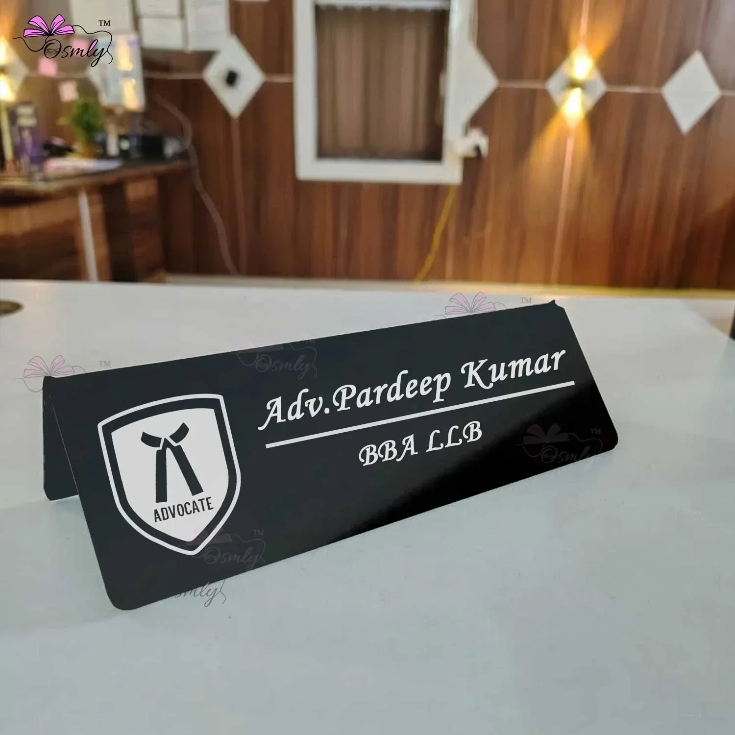 Black Acrylic Advocate Name Plate - OSMLY