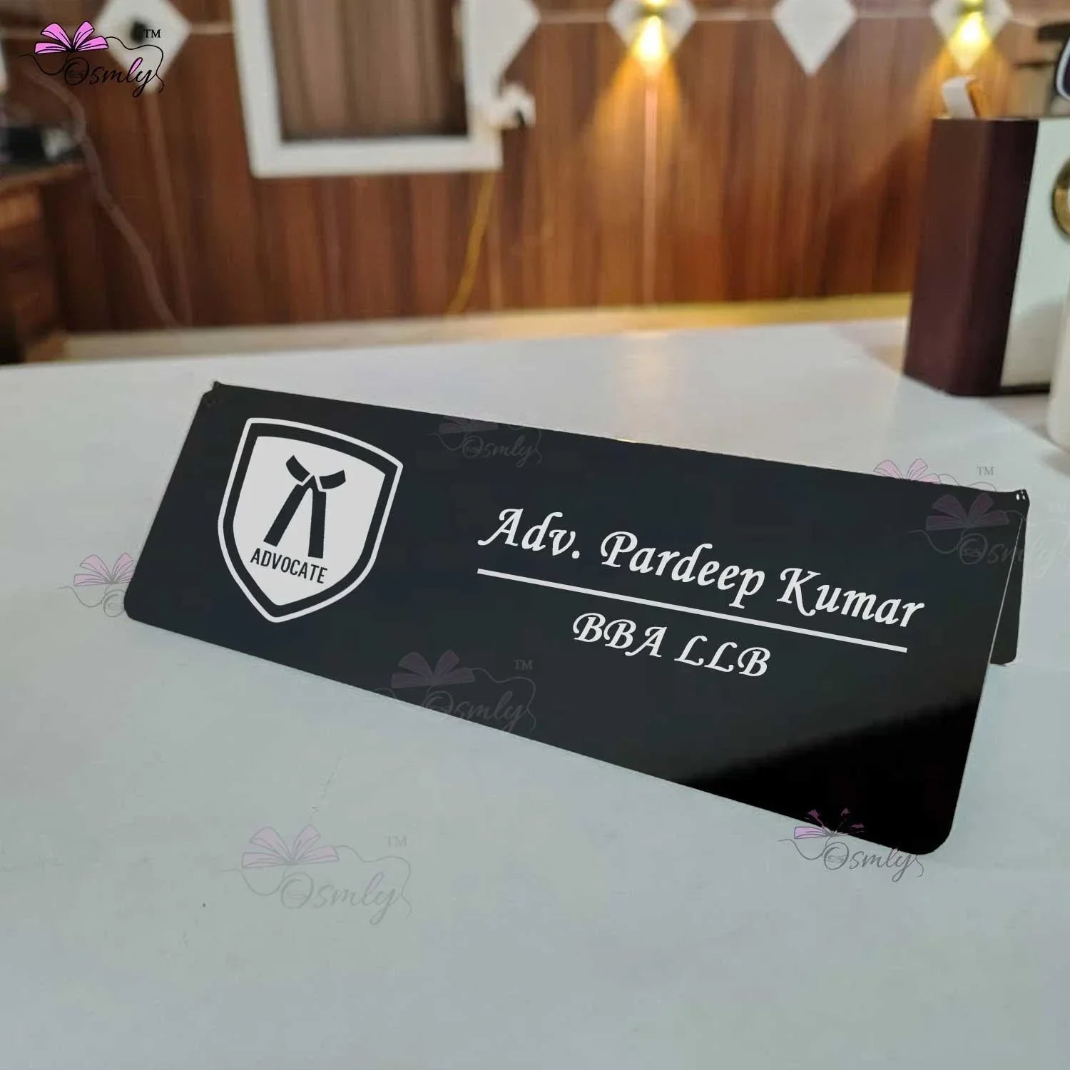 Black Acrylic Advocate Name Plate - OSMLY
