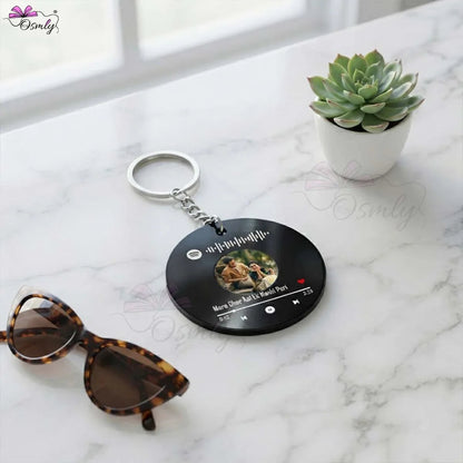 Black  Round Spotify Keychain-Key Chain-BusienssJi-BusienssJi