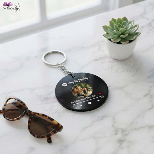 Black  Round Spotify Keychain-Key Chain-BusienssJi-BusienssJi