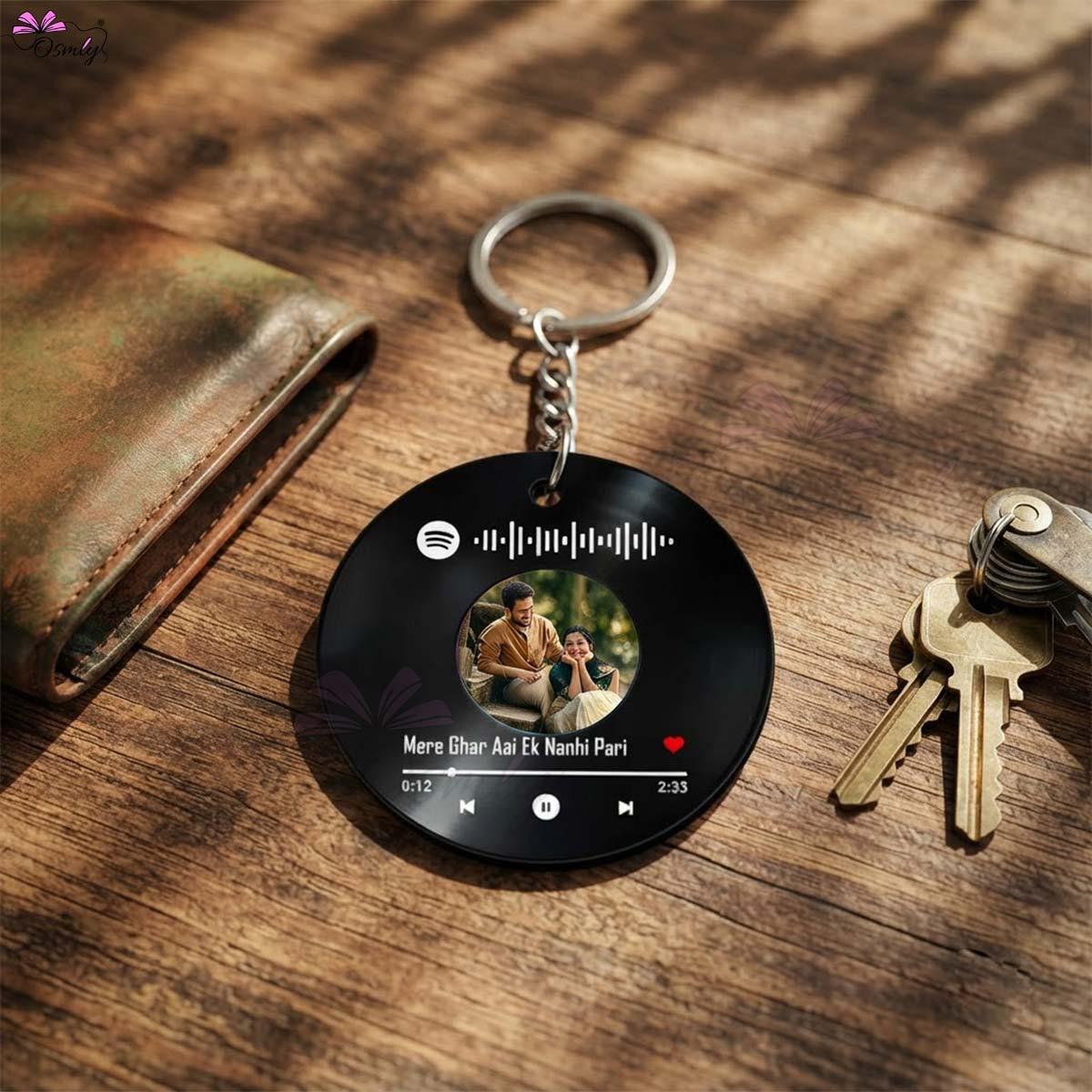 Black  Round Spotify Keychain-Key Chain-BusienssJi-BusienssJi
