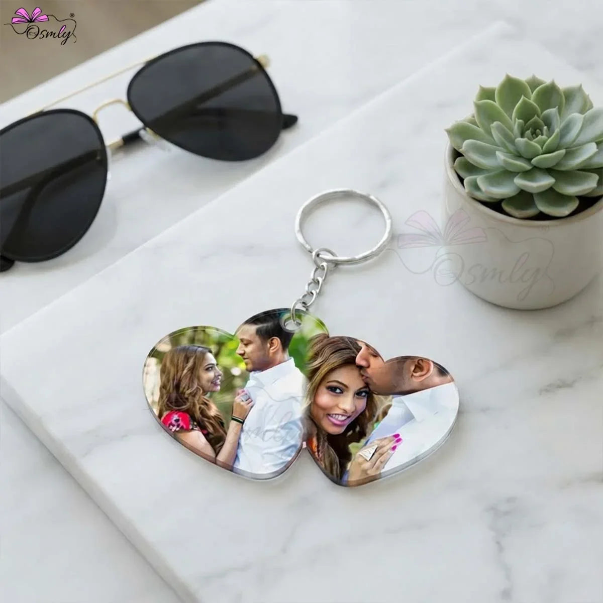 Couple Heart Acrylic Keychain-Key Chain-BusienssJi-BusienssJi