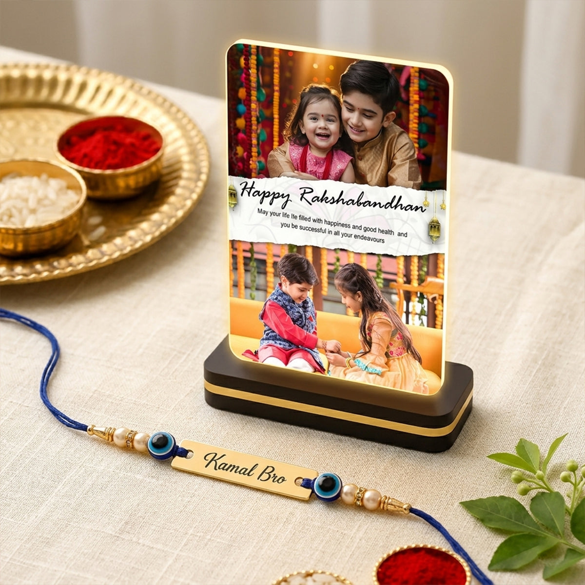 Customized Rakhi Lamp for Sister