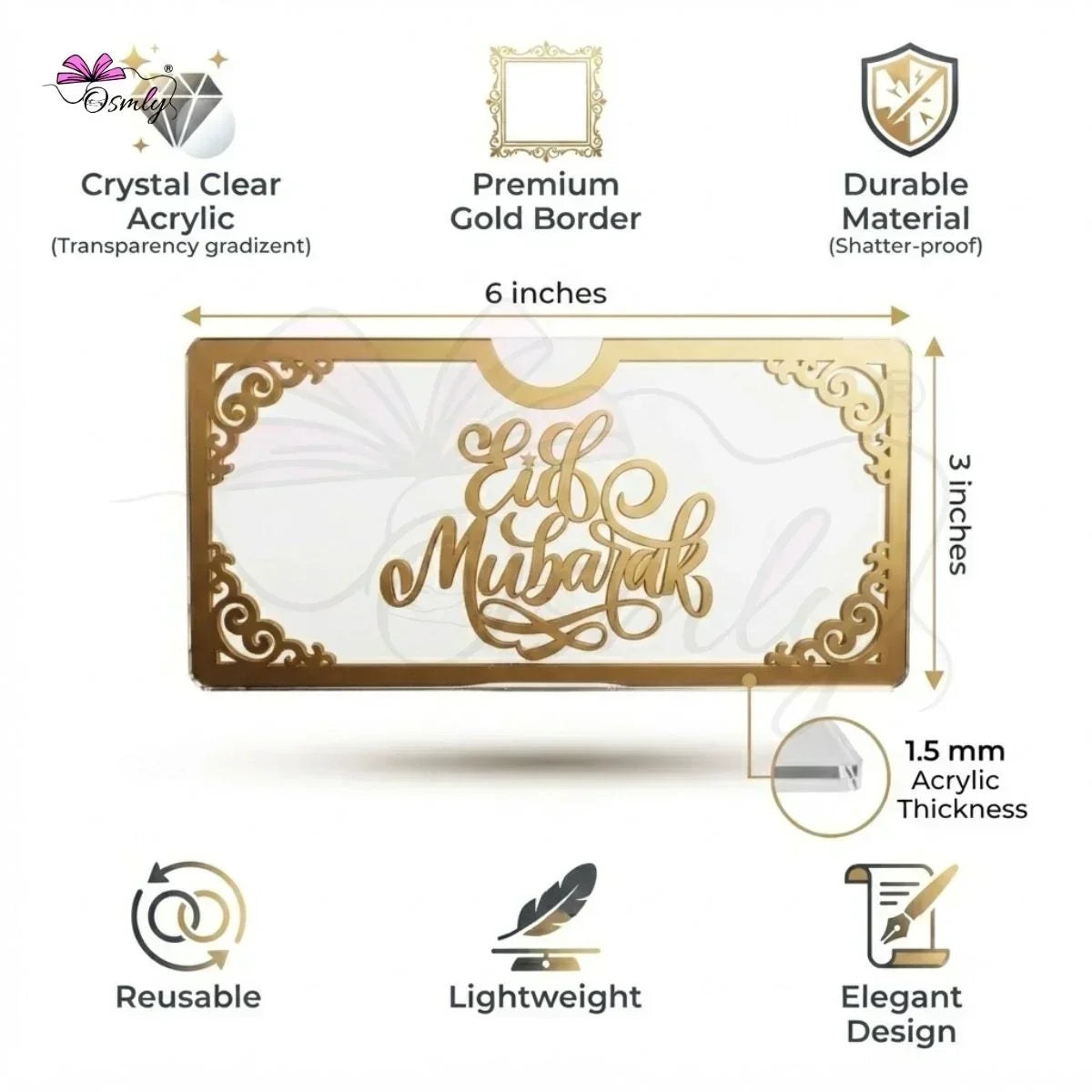 Eid Mubarak Acrylic Eidi Envelope-envelope-BusienssJi-BusienssJi