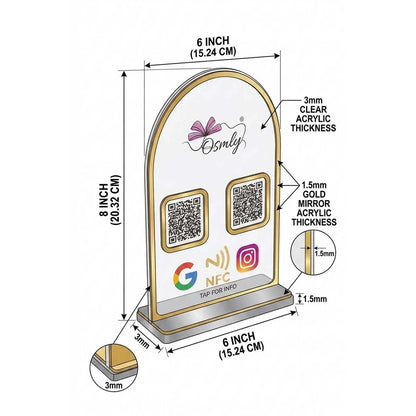 Gold Border Acrylic QR Stand-QR Code Stand-BusienssJi-BusienssJi