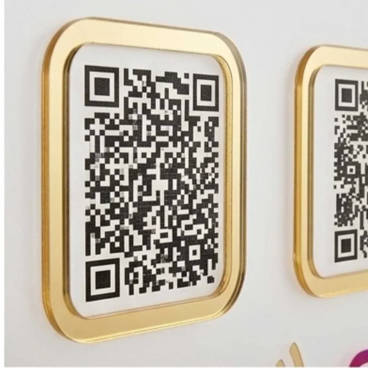Gold Border Acrylic QR Stand-QR Code Stand-BusienssJi-BusienssJi