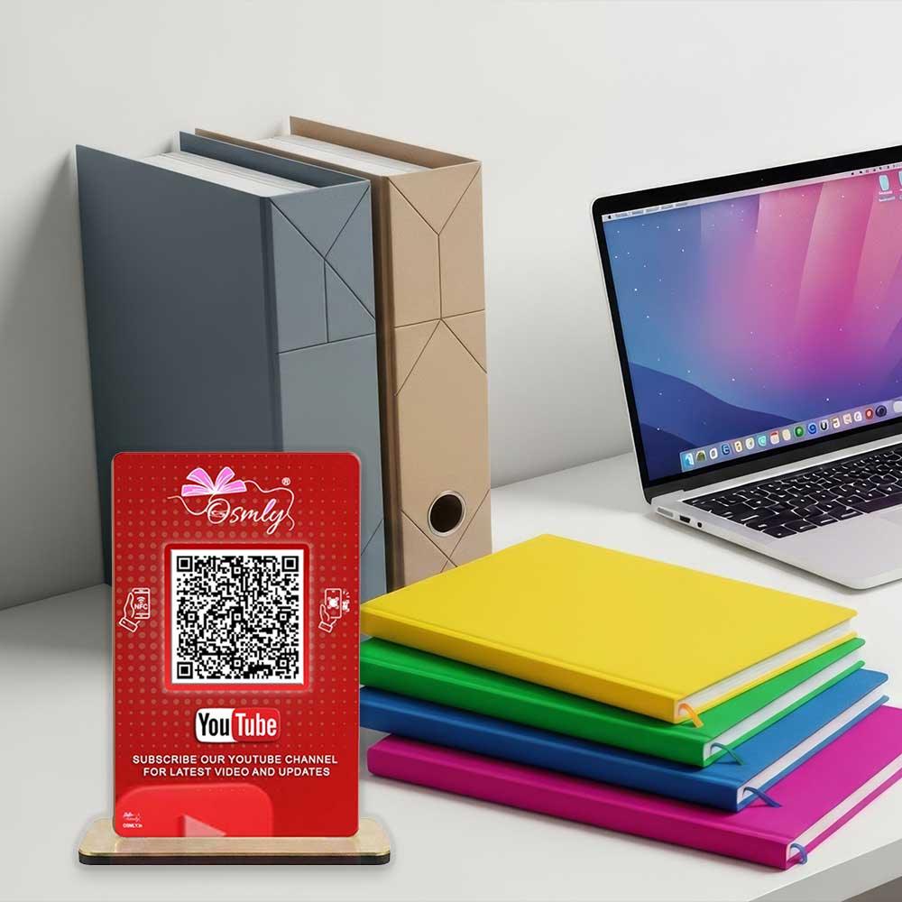 NFC_Enabled_YouTube_QR_Stand_acrylic_uv_print - OSMLY