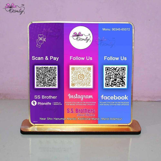 PhonePe Facebook Instagram QR Stand - OSMLY