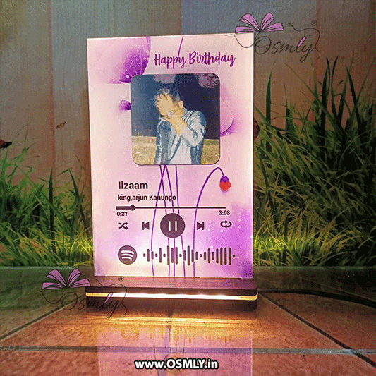 Purple Flower Theme Spotify QR Plaque - Premium Spotify QR Plauqe from OSMLY - Just Rs. 449! Shop now at BusienssJi