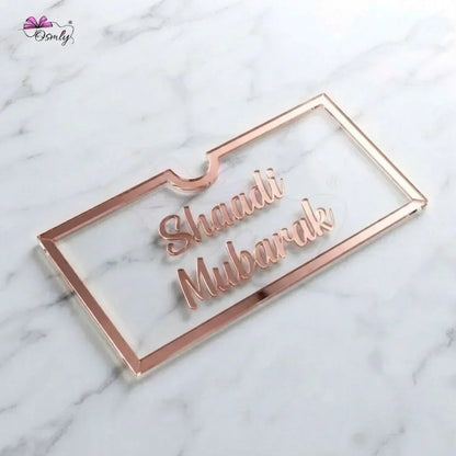 Shaadi Mubarak Gold Acrylic Shagun Envelope-envelope-BusienssJi-BusienssJi