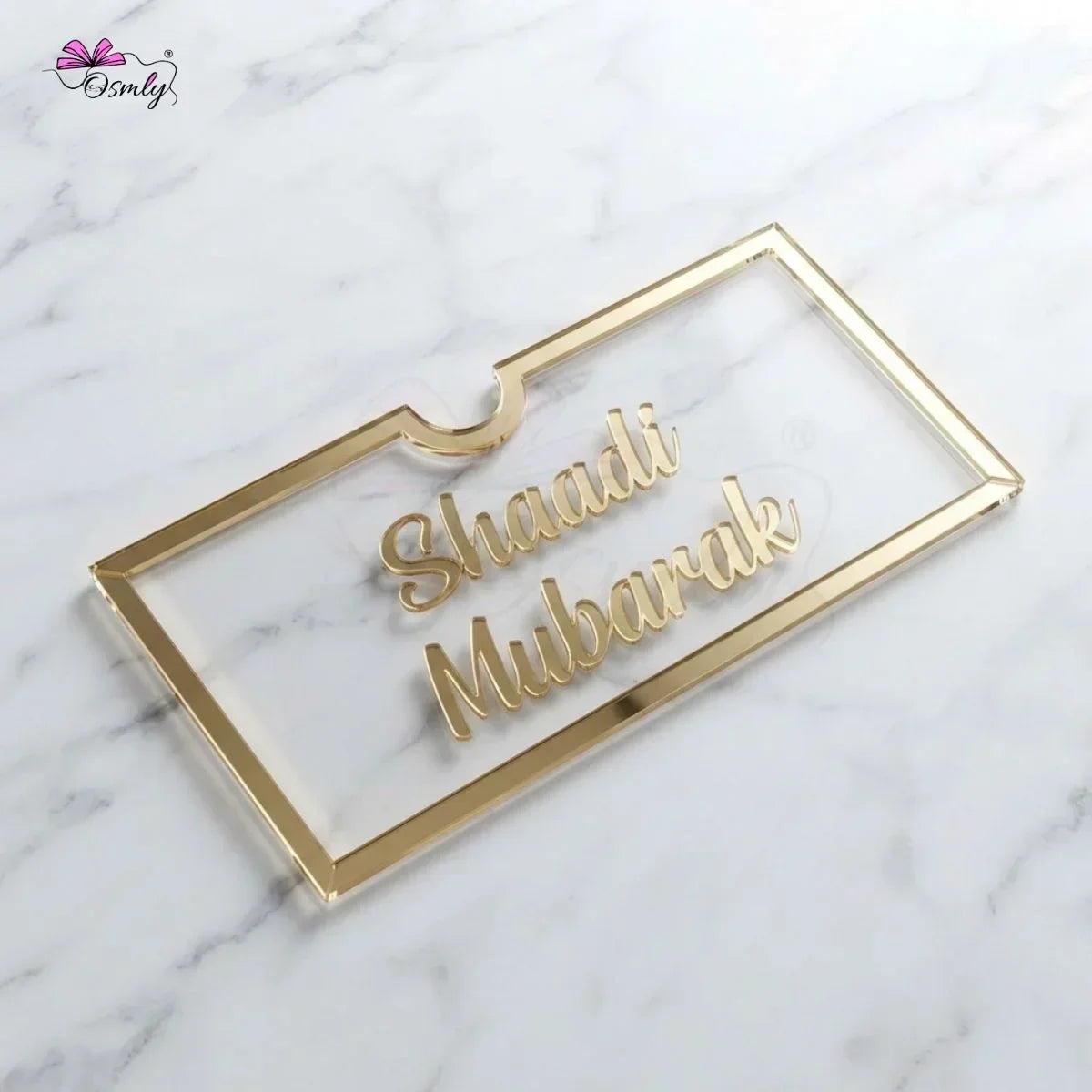 Shaadi Mubarak Gold Acrylic Shagun Envelope-envelope-BusienssJi-BusienssJi