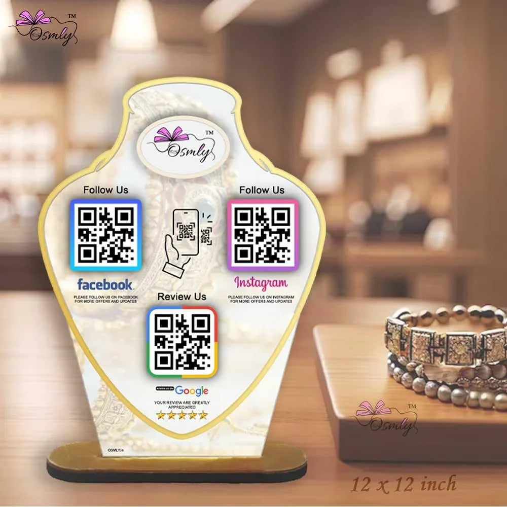 Customized Jewellery QR Review Stand - OSMLY