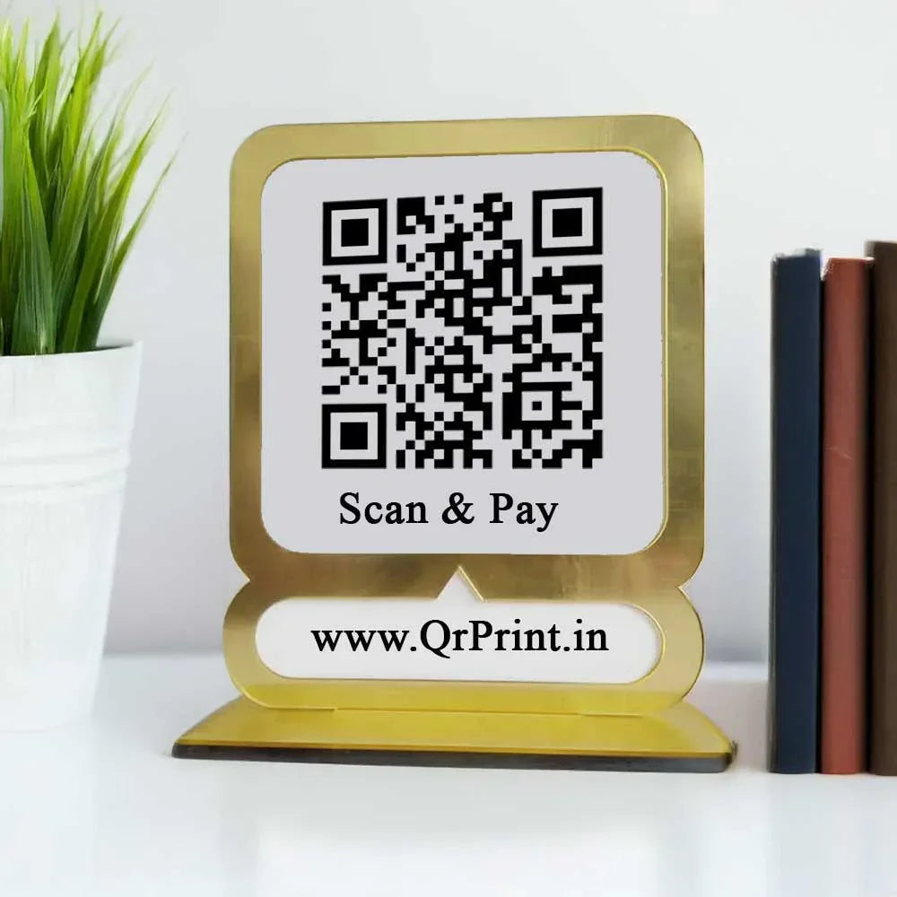 Customized Gold Border QR Stand - OSMLY