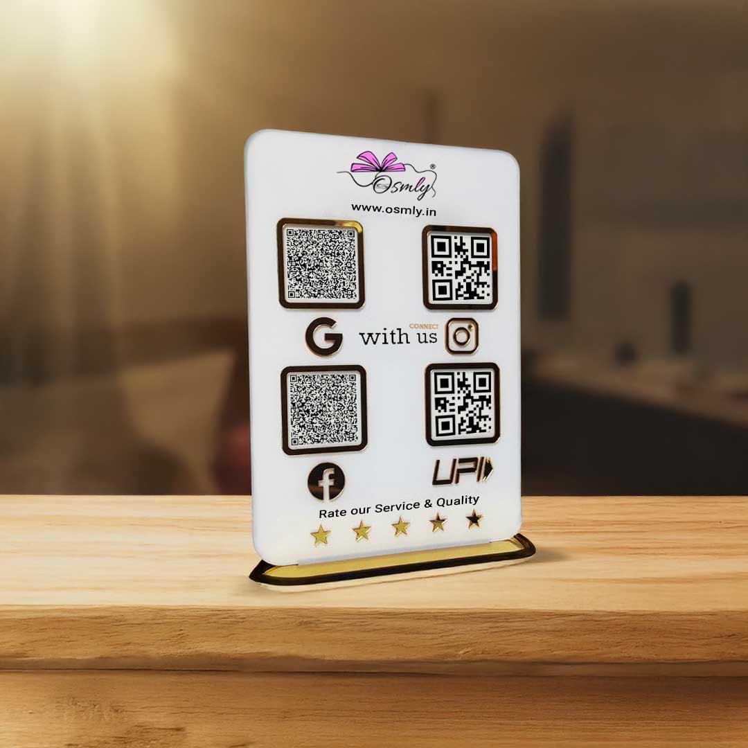 Acrylic Four QR Review Stand - OSMLY